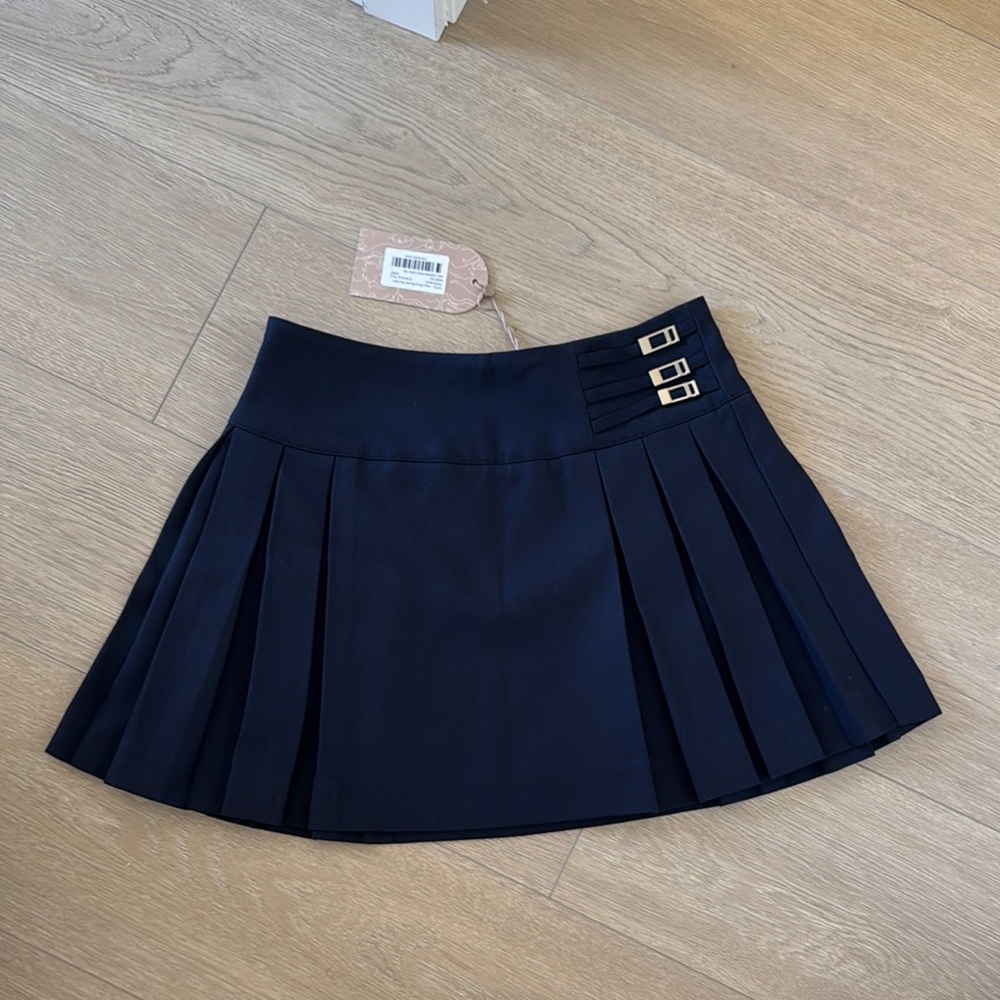 Meshki Blue Skater Mini Skirt Pleated Work